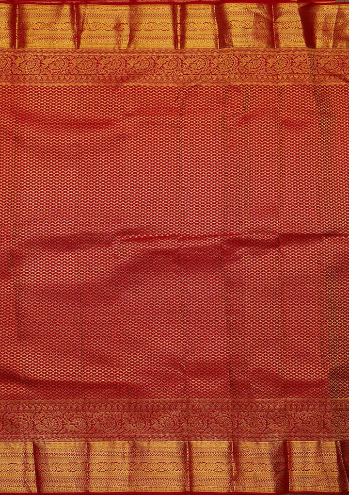 Red Zariwork Pure Silk Designer Saree - koskii