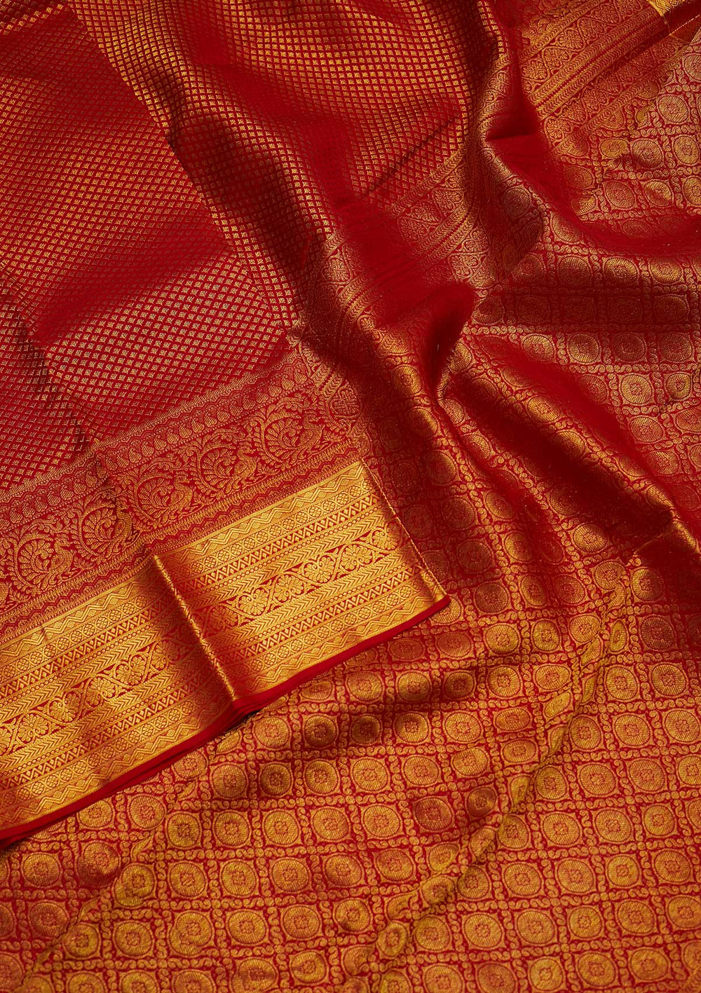 Red Zariwork Pure Silk Designer Saree - koskii