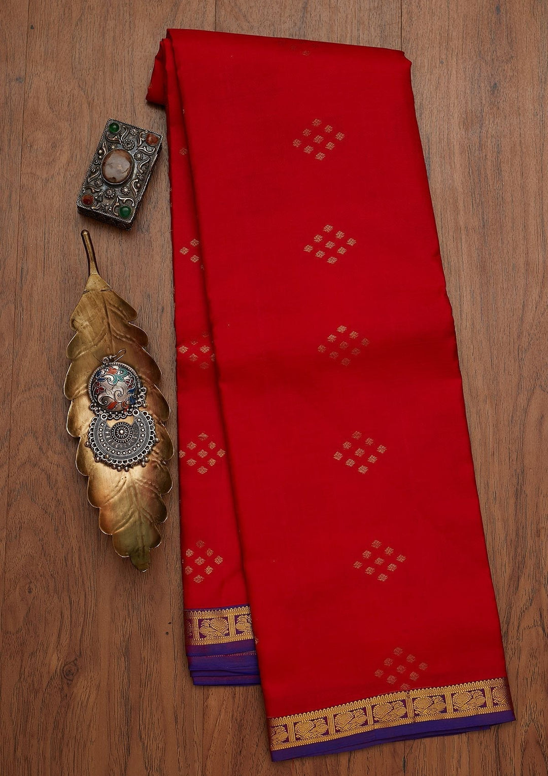 Red Zariwork Pure Silk Designer Saree - koskii