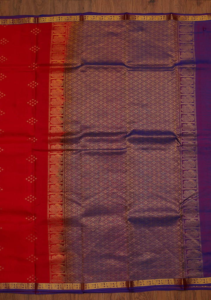 Red Zariwork Pure Silk Designer Saree - koskii