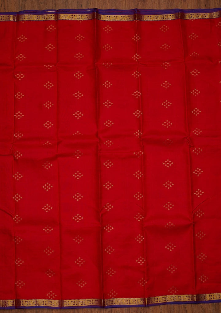 Red Zariwork Pure Silk Designer Saree - koskii