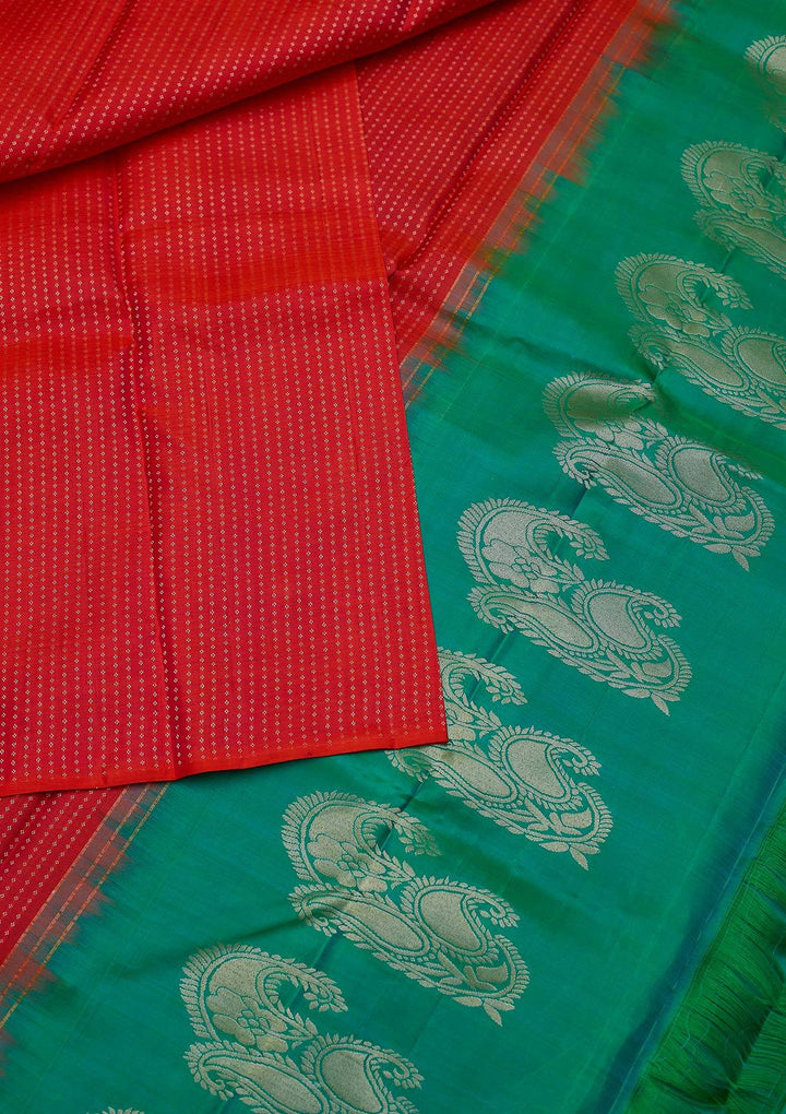 Red Zariwork Pure Silk Designer Saree - koskii