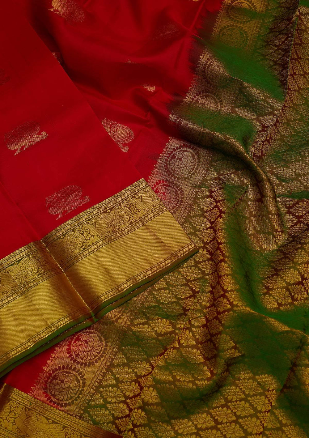 Red Zariwork Pure Silk Designer Saree - koskii