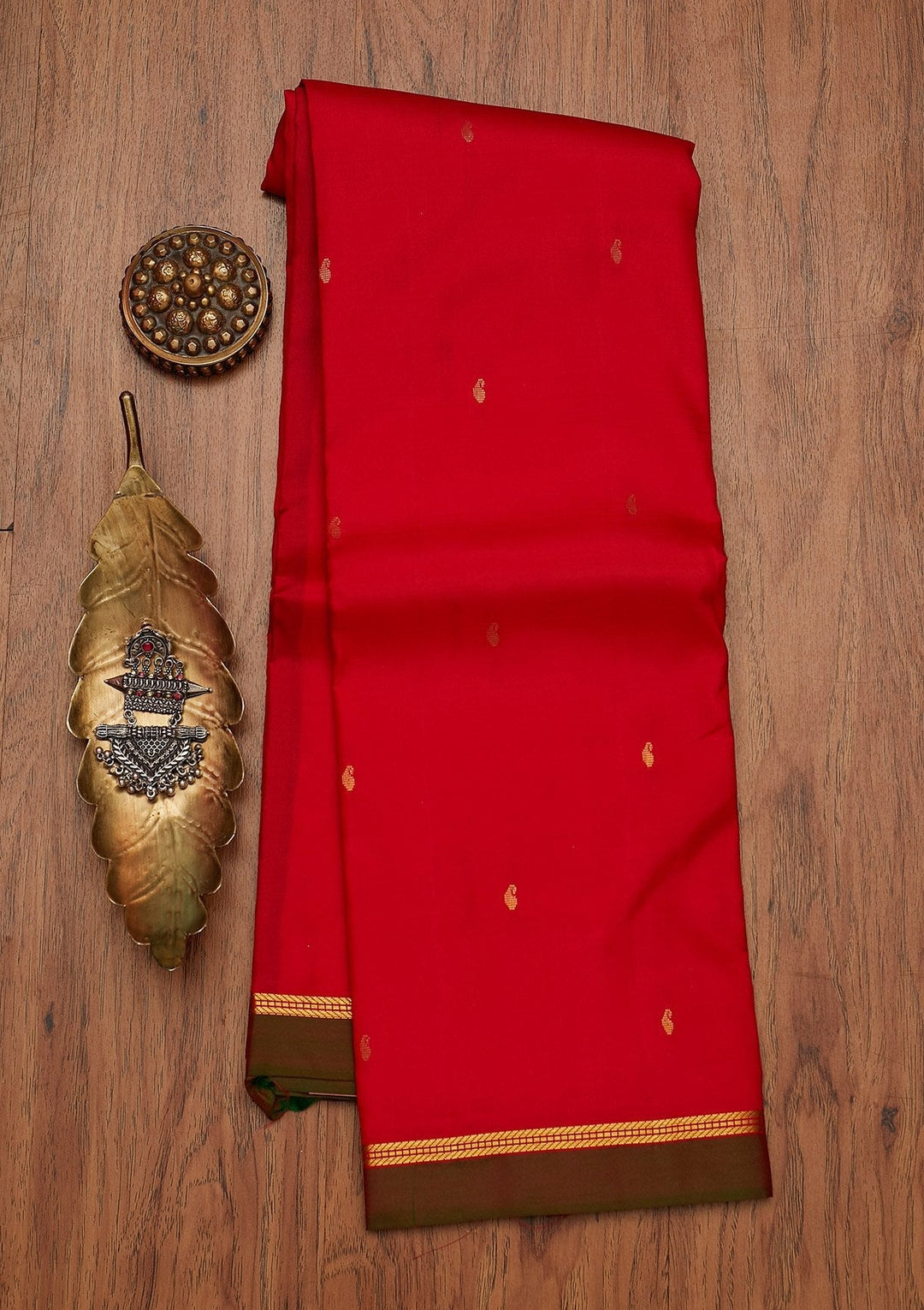 Red Zariwork Pure Silk Designer Saree - koskii