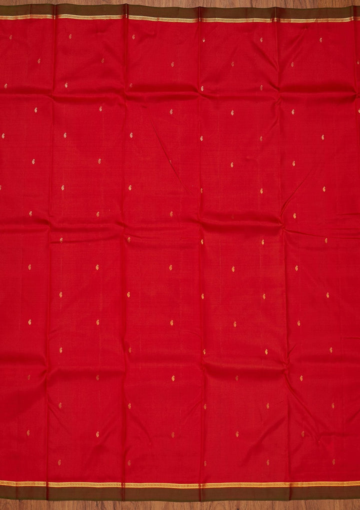 Red Zariwork Pure Silk Designer Saree - koskii