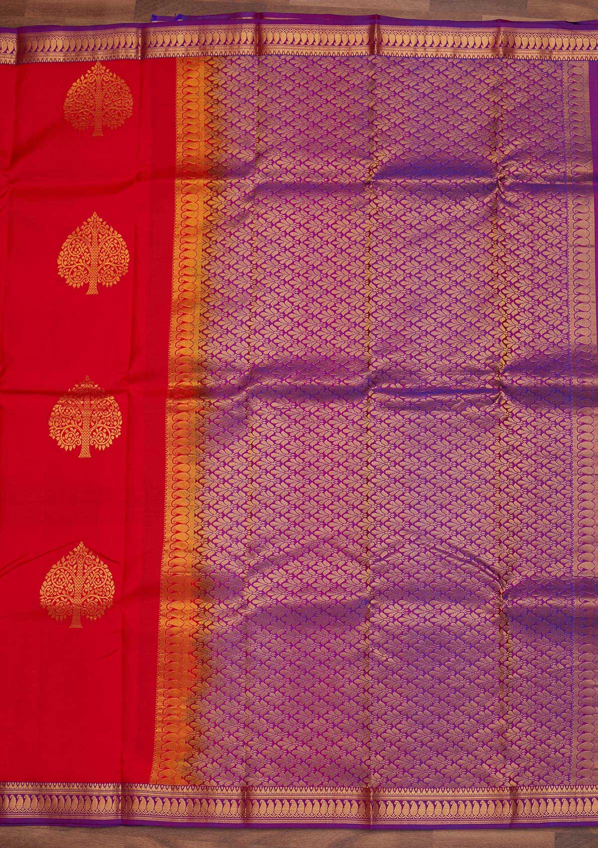 Red Zariwork Pure Silk Designer Saree - Koskii