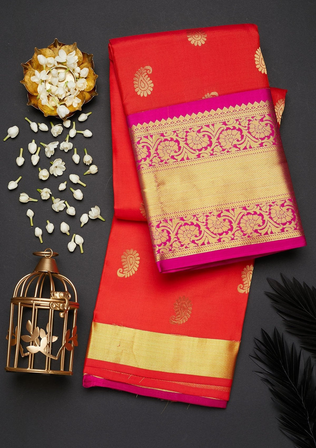Red Zariwork Pure Silk Designer Saree - Koskii