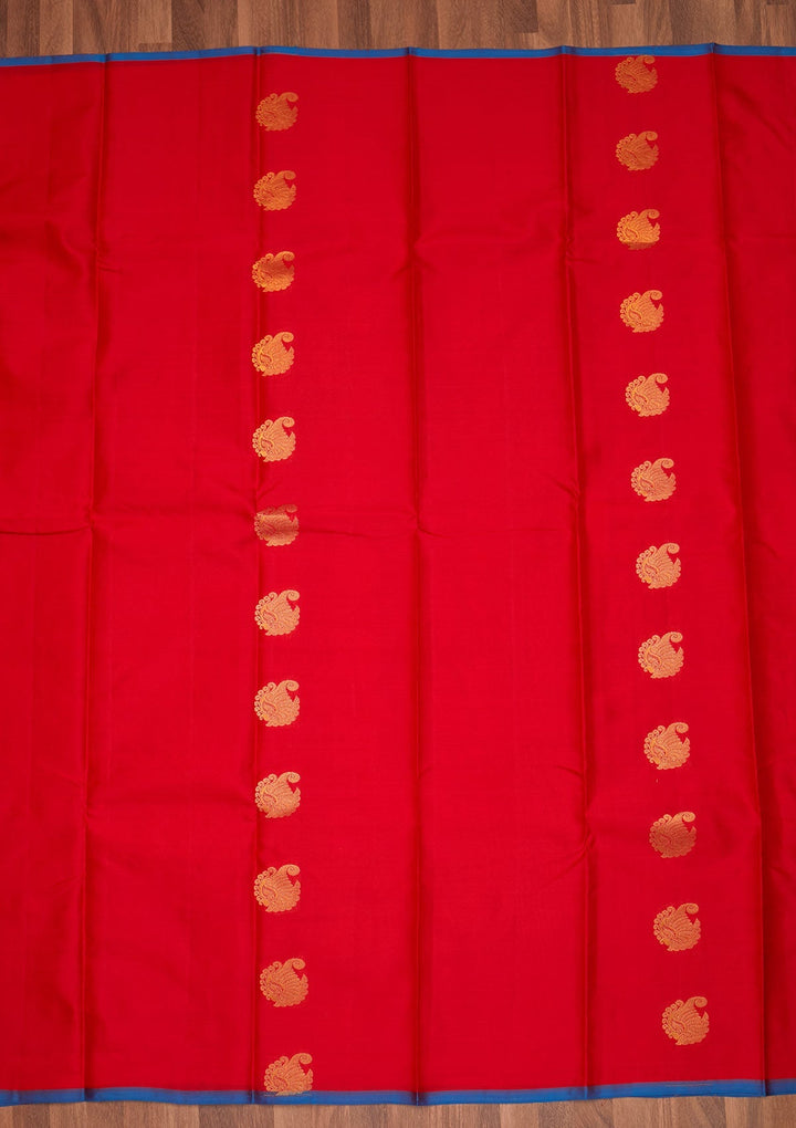 Red Zariwork Pure Silk Saree - Koskii