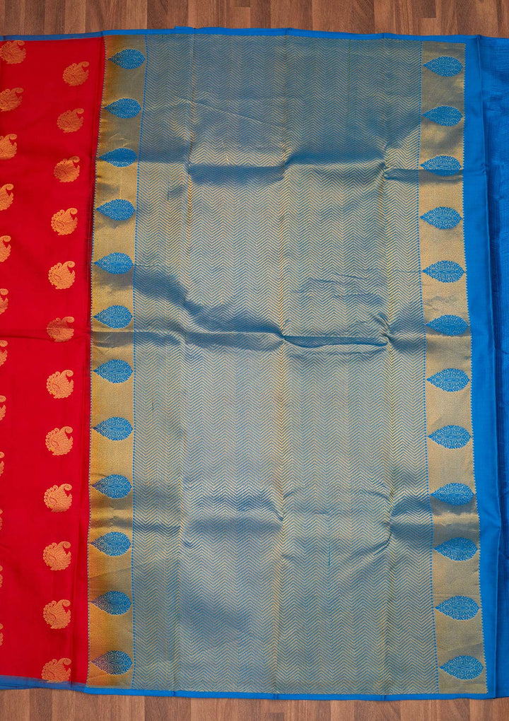Red Zariwork Pure Silk Saree - Koskii