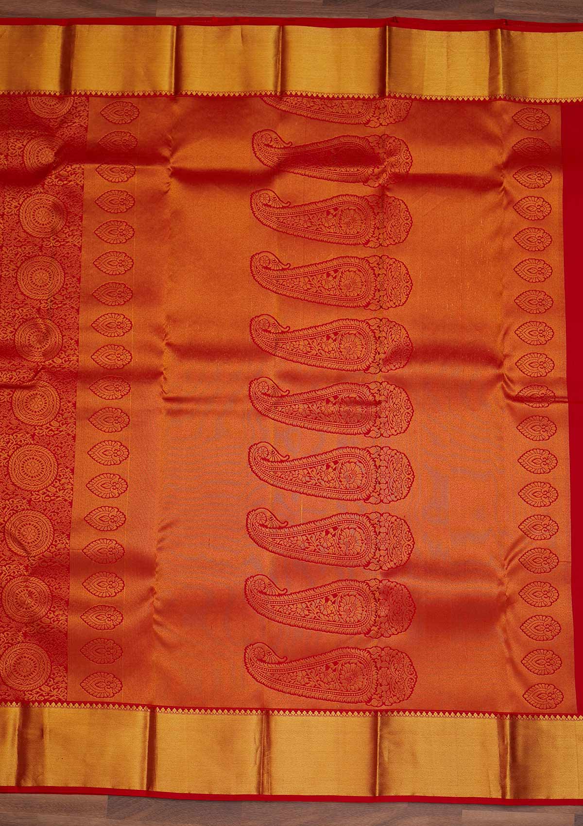 Red Zariwork Pure Silk Designer Saree - Koskii