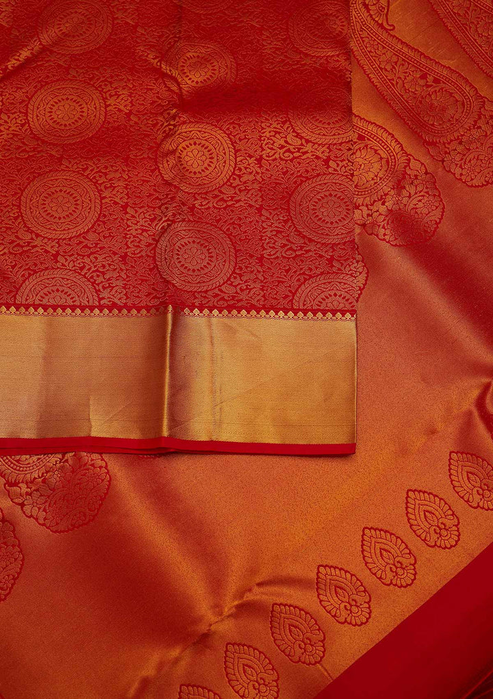 Red Zariwork Pure Silk Designer Saree - Koskii