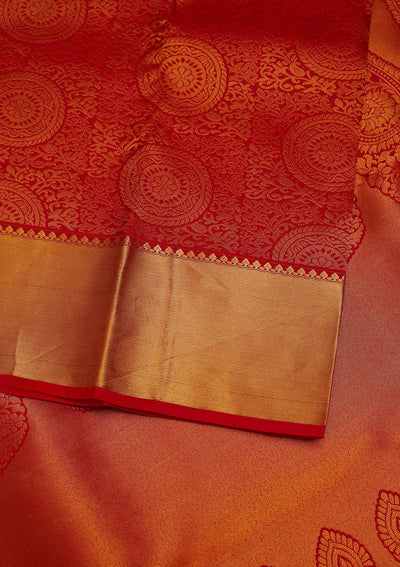 Red Zariwork Pure Silk Designer Saree - Koskii