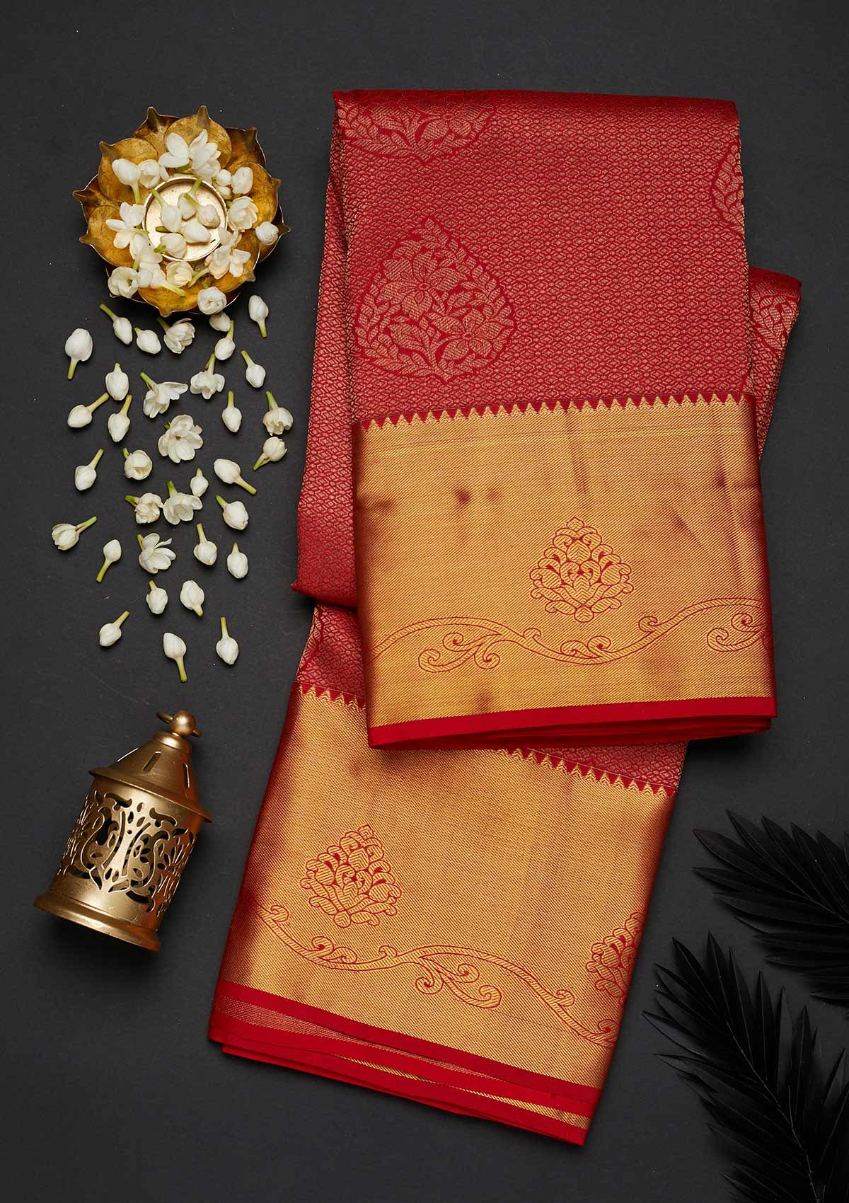 Red Zariwork Pure Silk Designer Saree - Koskii