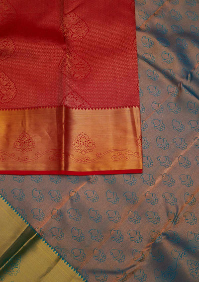 Red Zariwork Pure Silk Designer Saree - Koskii