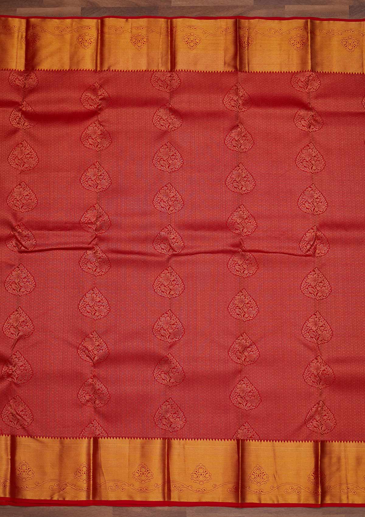 Red Zariwork Pure Silk Designer Saree - Koskii