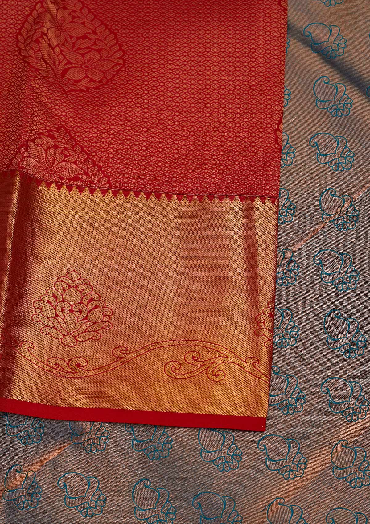 Red Zariwork Pure Silk Designer Saree - Koskii