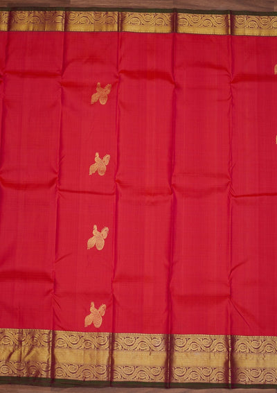 Red Zariwork Pure Silk Designer Saree - Koskii