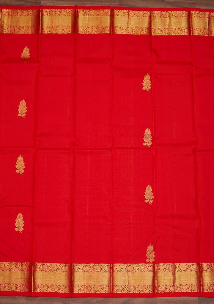 Red Zariwork Pure Silk Designer Saree - Koskii