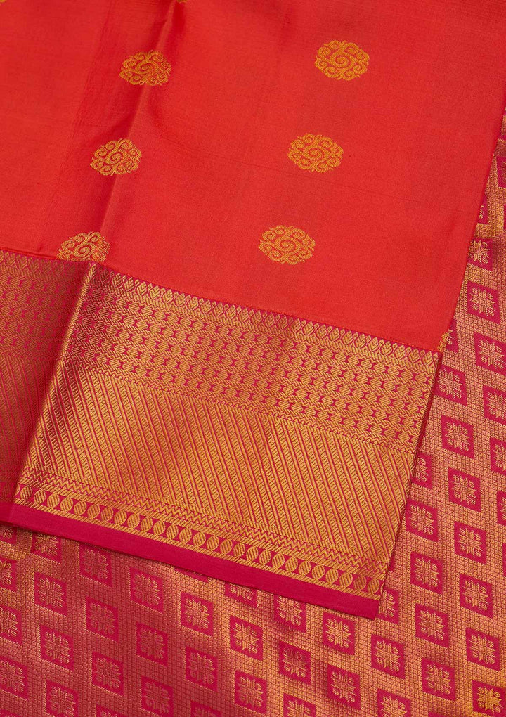 Red Zariwork Pure Silk Designer Saree - Koskii