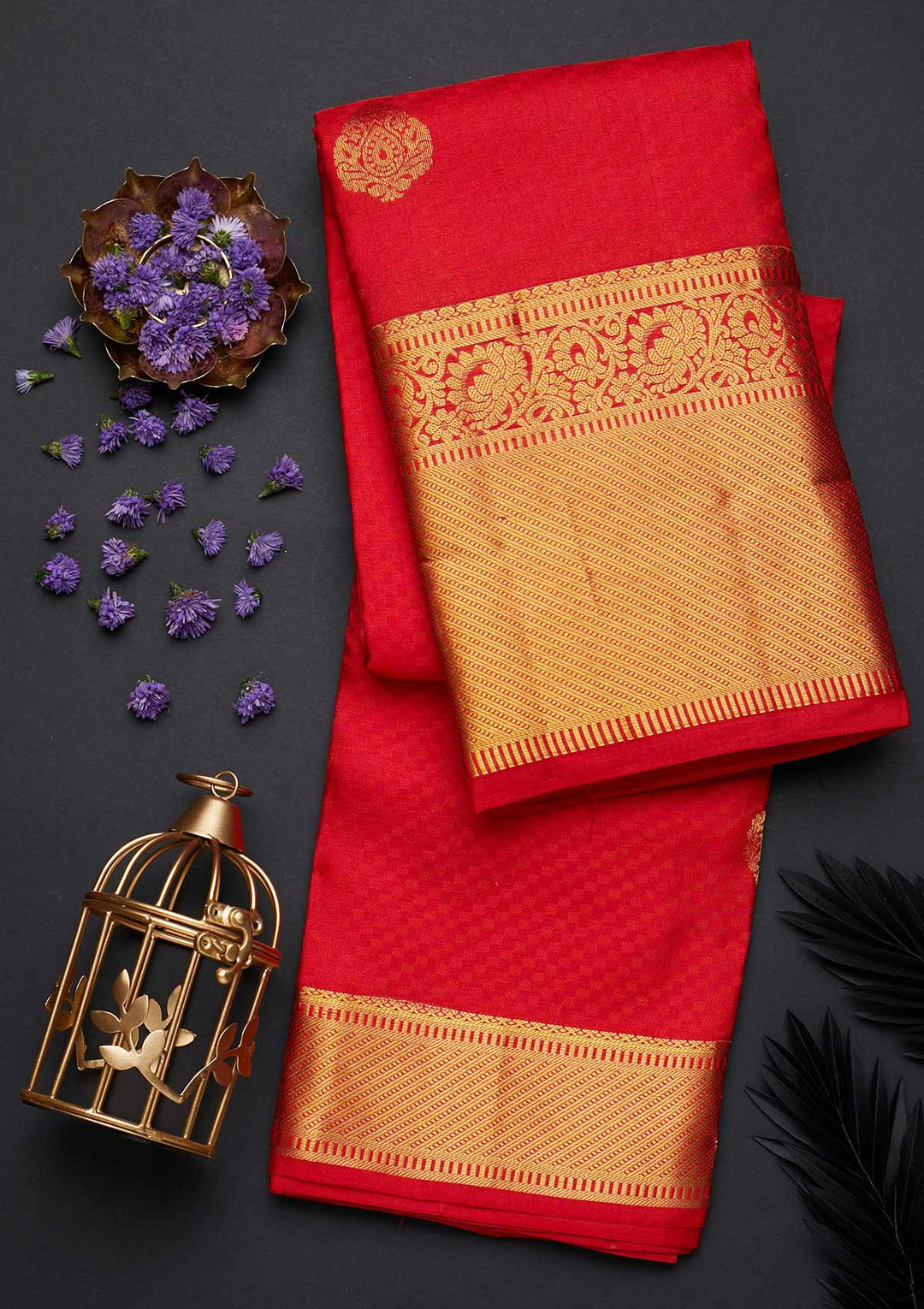 Red Zariwork Pure Silk Designer Saree - Koskii