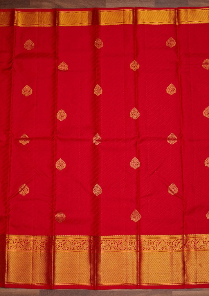 Red Zariwork Pure Silk Designer Saree - Koskii