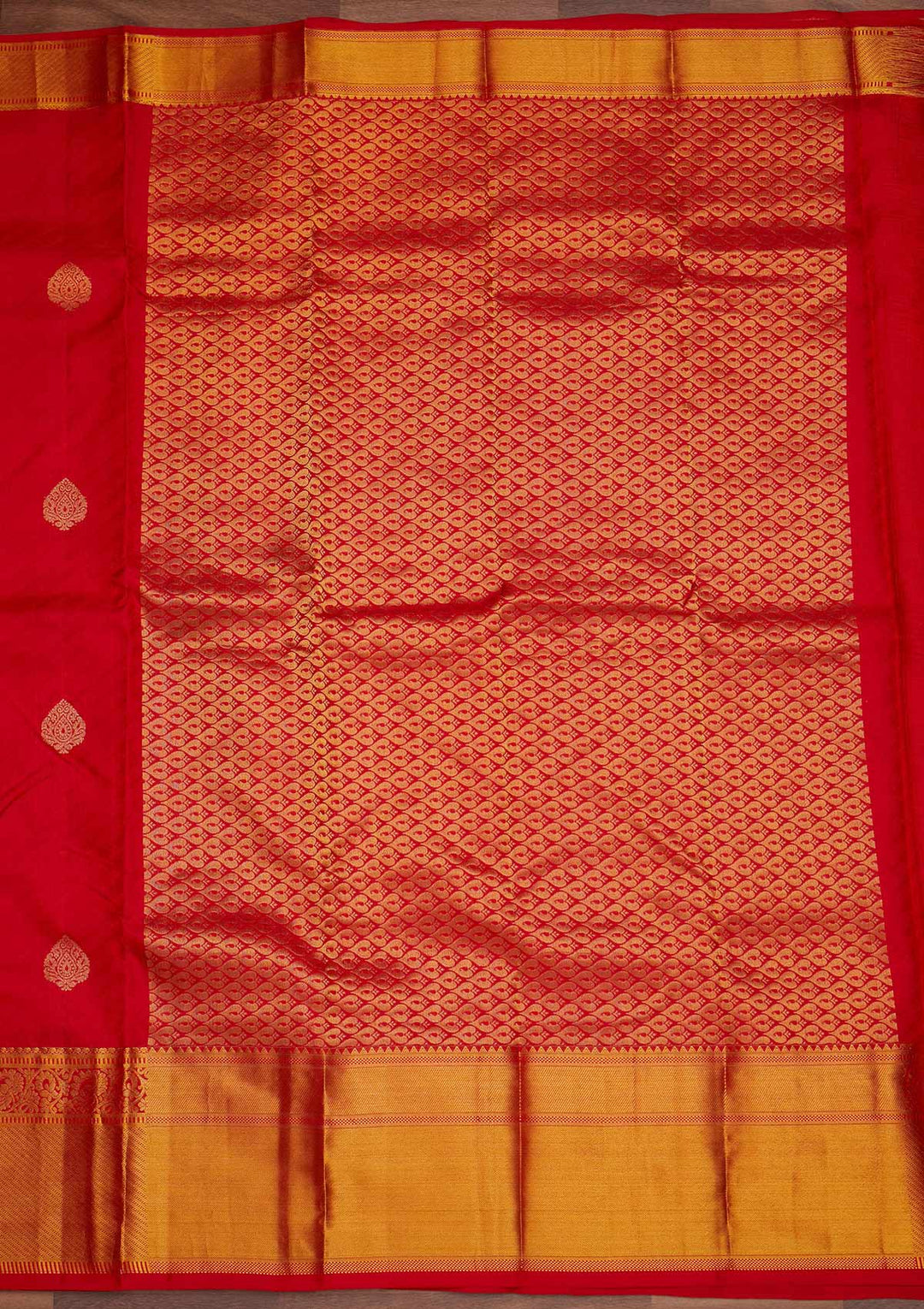 Red Zariwork Pure Silk Designer Saree - Koskii