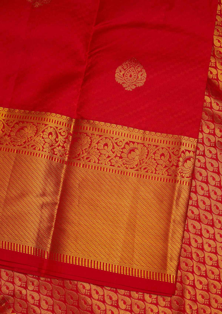Red Zariwork Pure Silk Designer Saree - Koskii