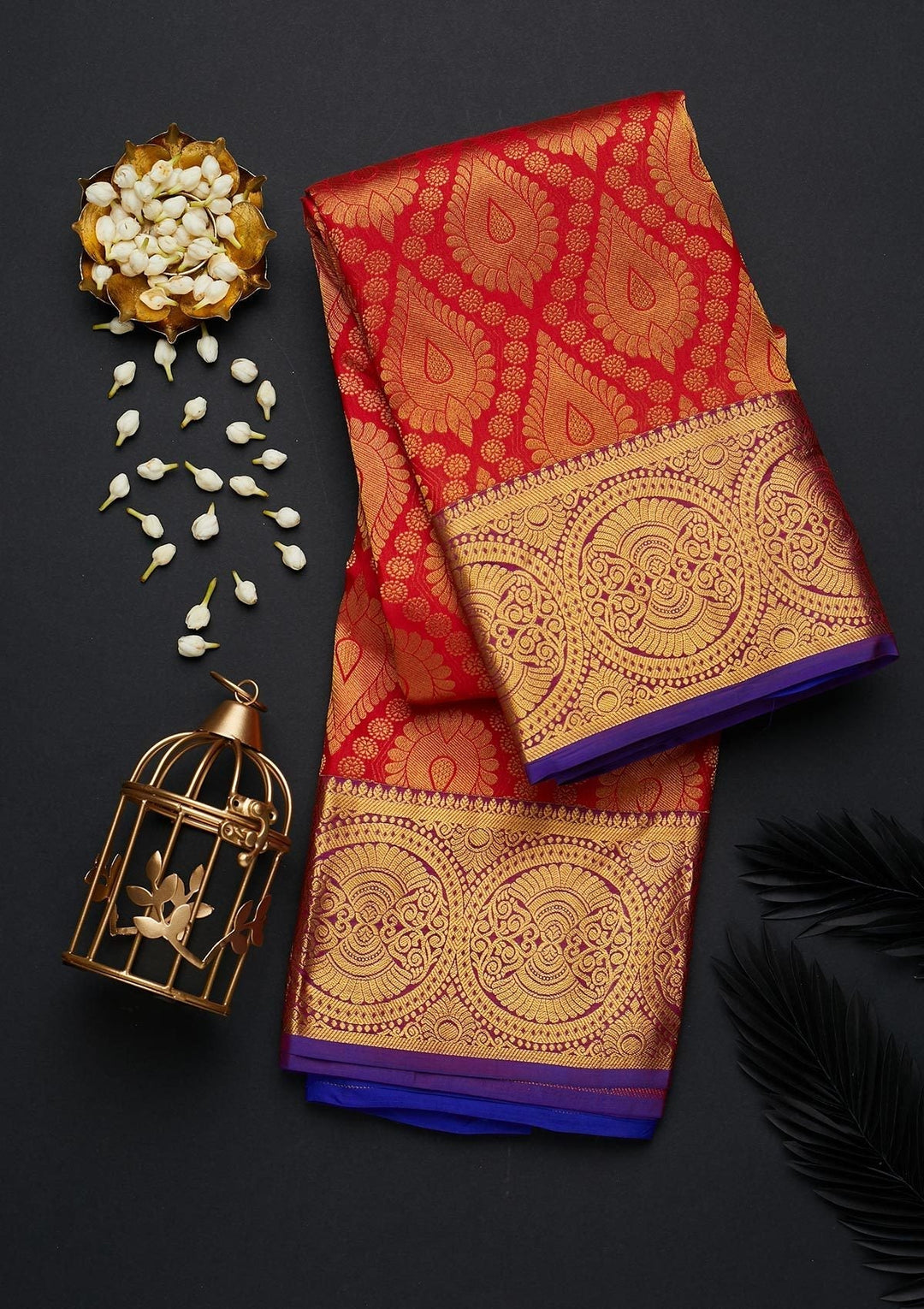 Red Zariwork Pure Silk Designer Saree - Koskii