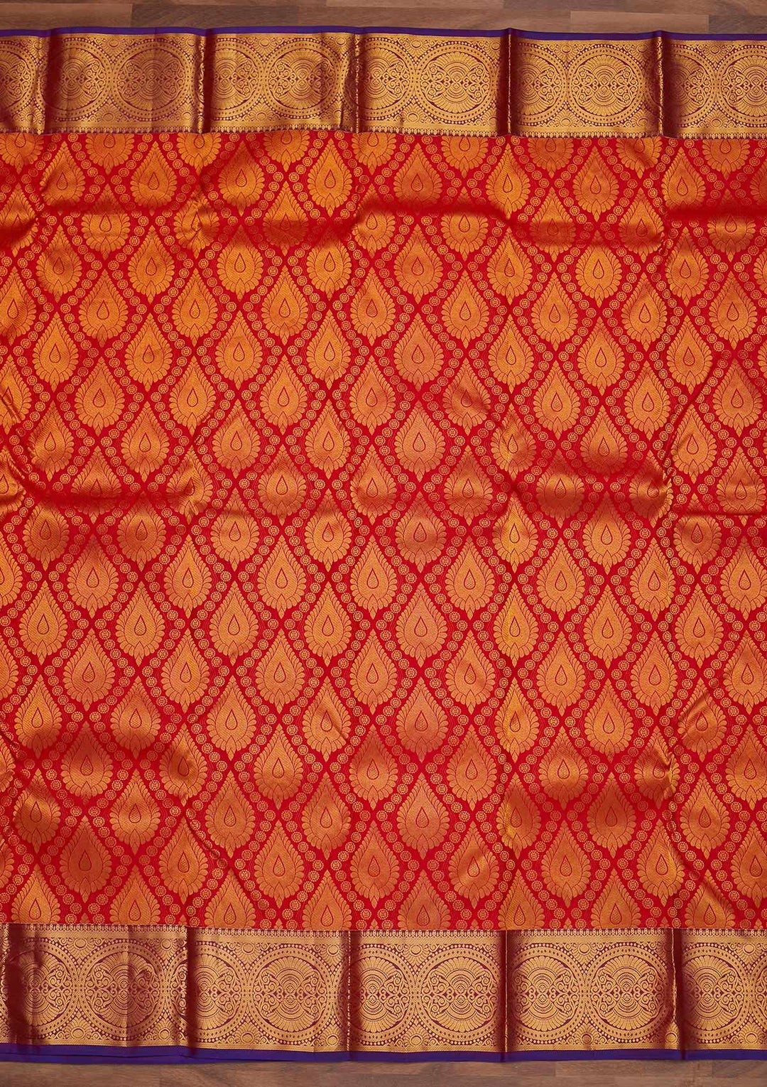 Red Zariwork Pure Silk Designer Saree - Koskii