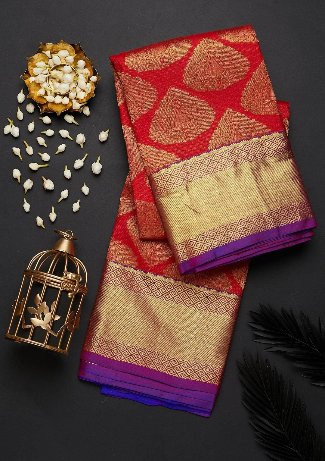 Red Zariwork Pure Silk Designer Saree - Koskii