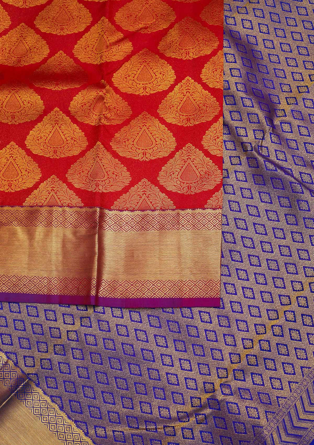 Red Zariwork Pure Silk Designer Saree - Koskii