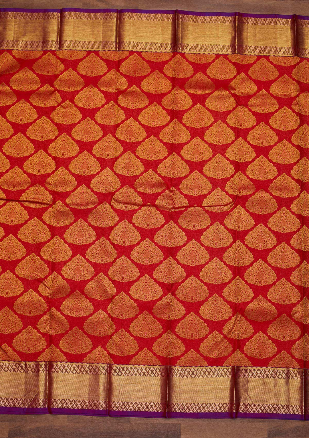 Red Zariwork Pure Silk Designer Saree - Koskii
