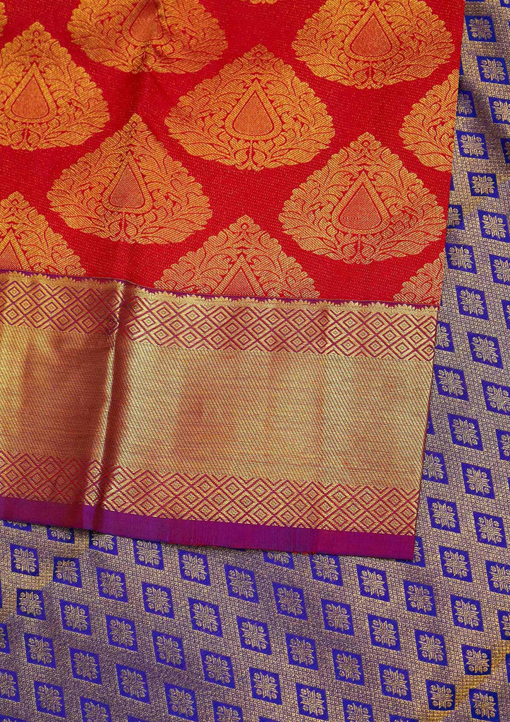 Red Zariwork Pure Silk Designer Saree - Koskii