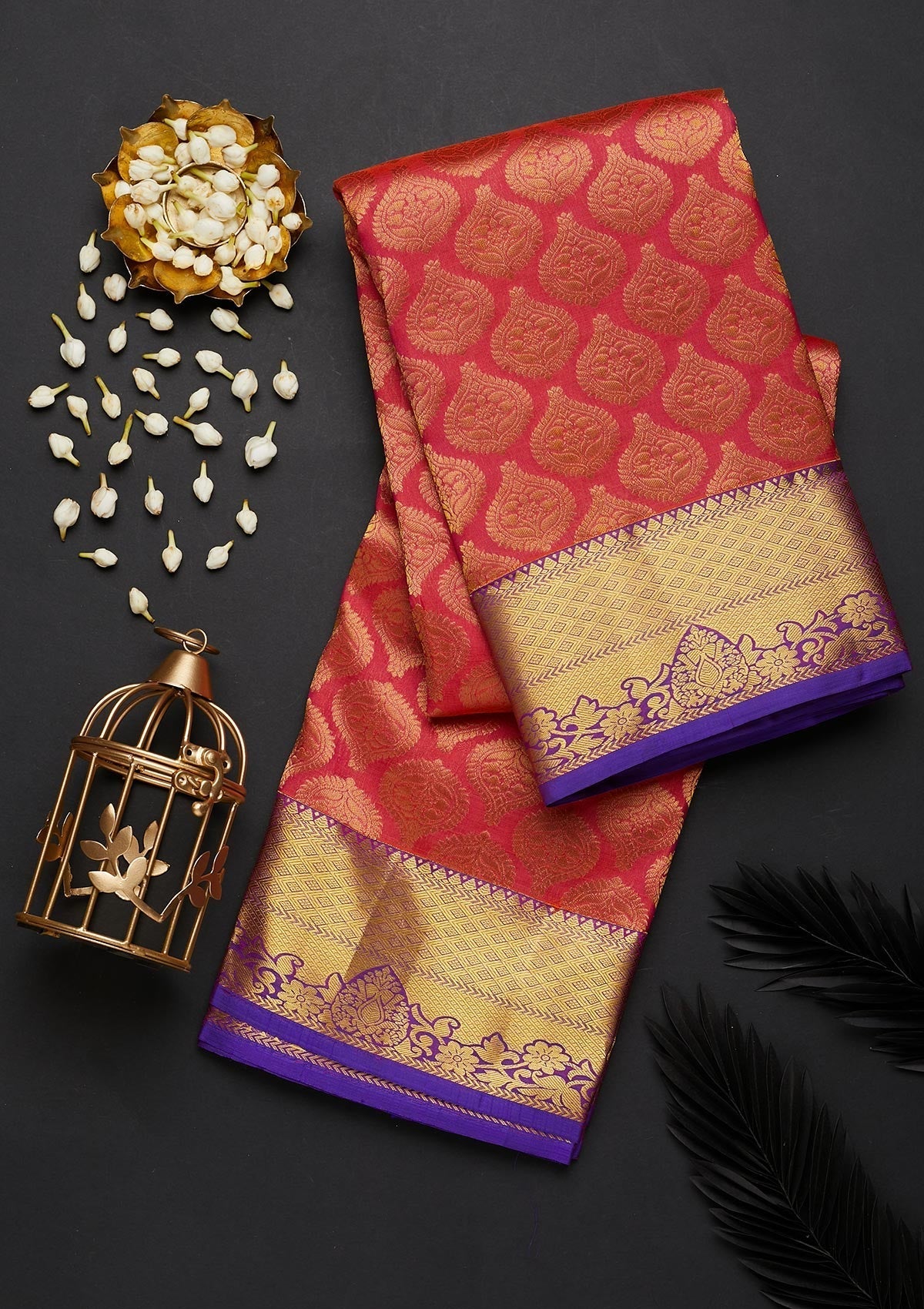 Red Zariwork Pure Silk Designer Saree - Koskii