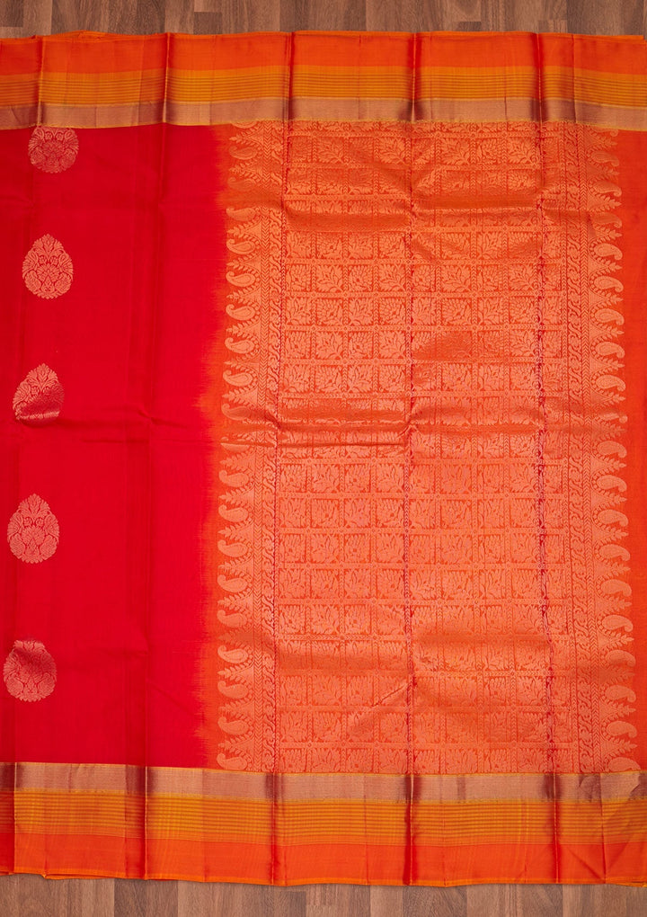 Red Zariwork Pure Silk Saree - Koskii