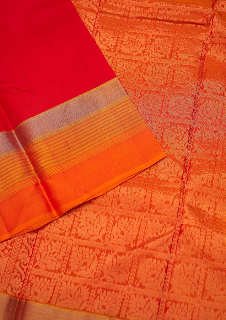 Red Zariwork Pure Silk Saree - Koskii