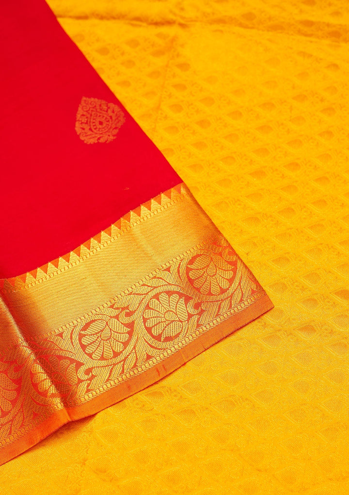 Red Zariwork Pure Silk Saree - Koskii
