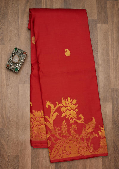 Red Zariwork Pure Silk Saree-Koskii