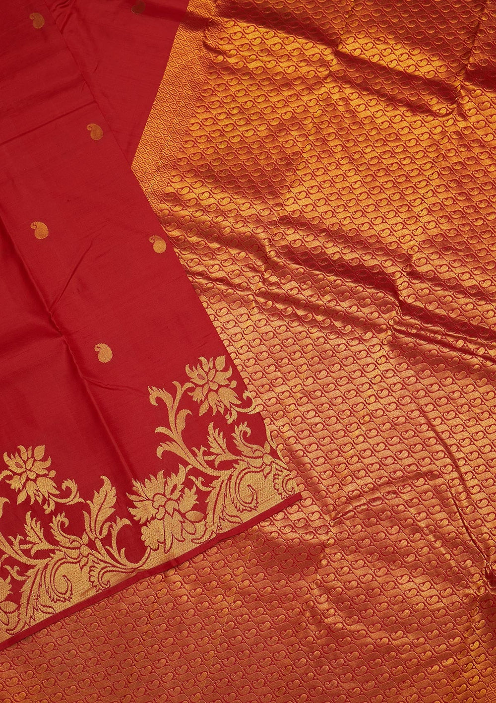 Red Zariwork Pure Silk Saree-Koskii