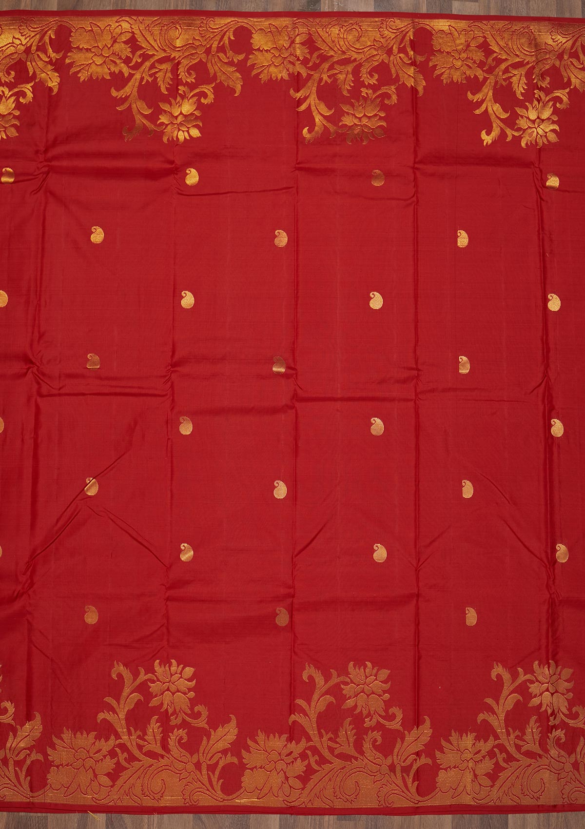 Red Zariwork Pure Silk Saree-Koskii