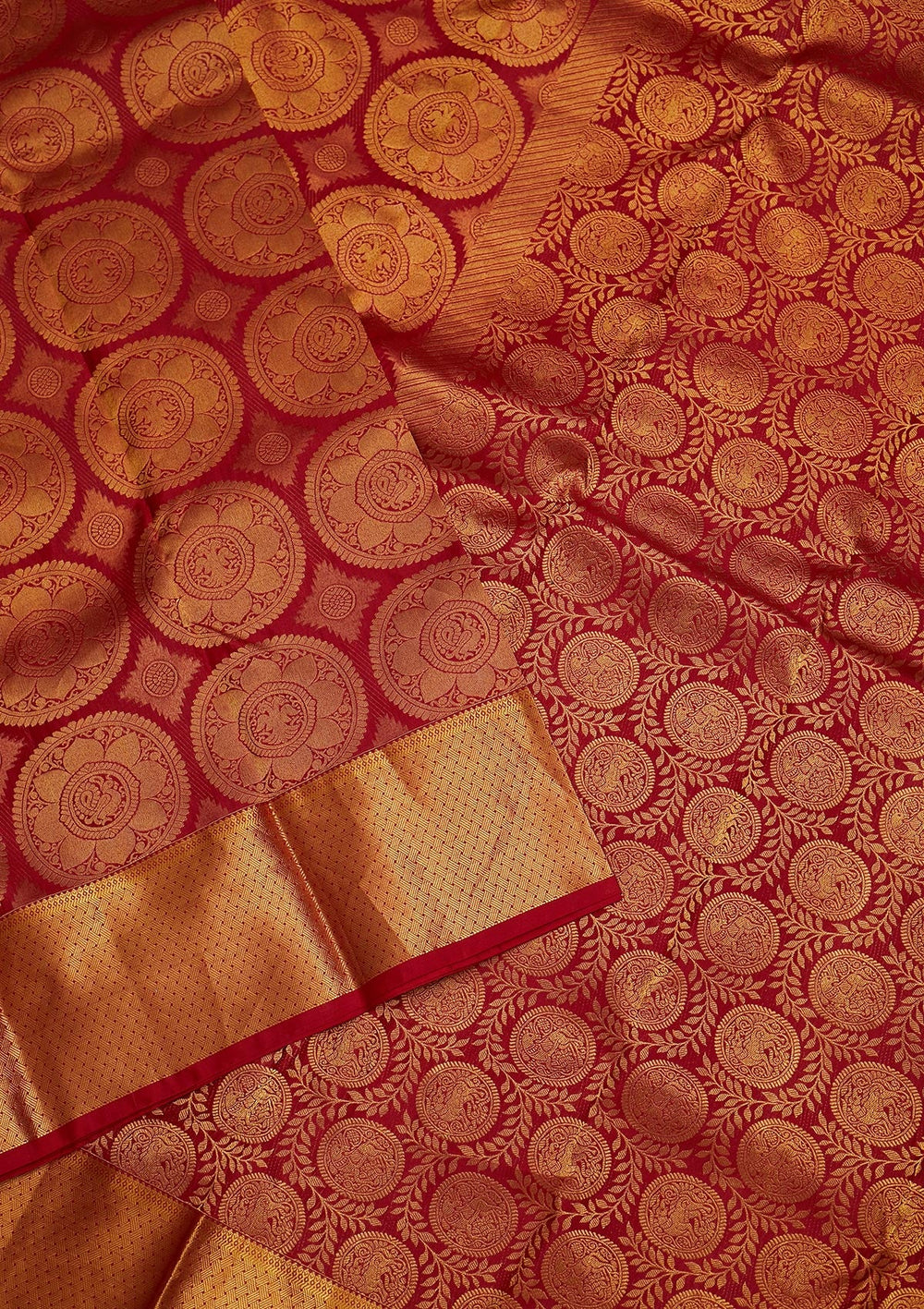Red Zariwork Pure Silk Saree-Koskii