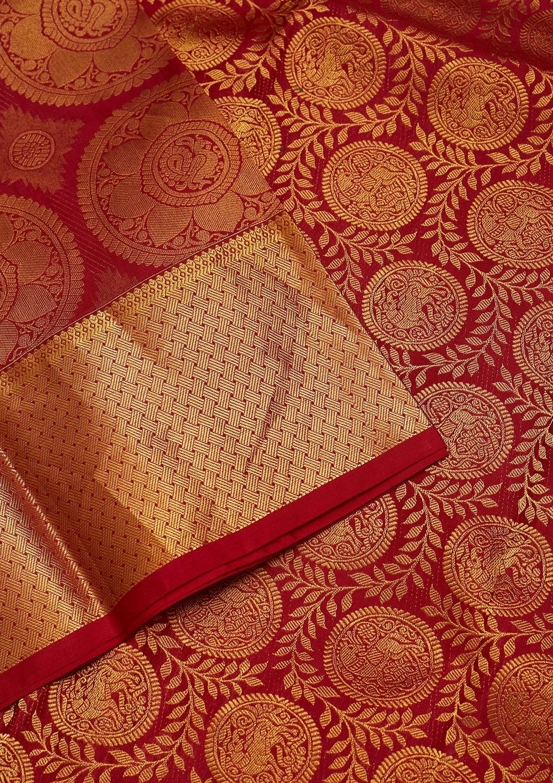 Red Zariwork Pure Silk Saree-Koskii