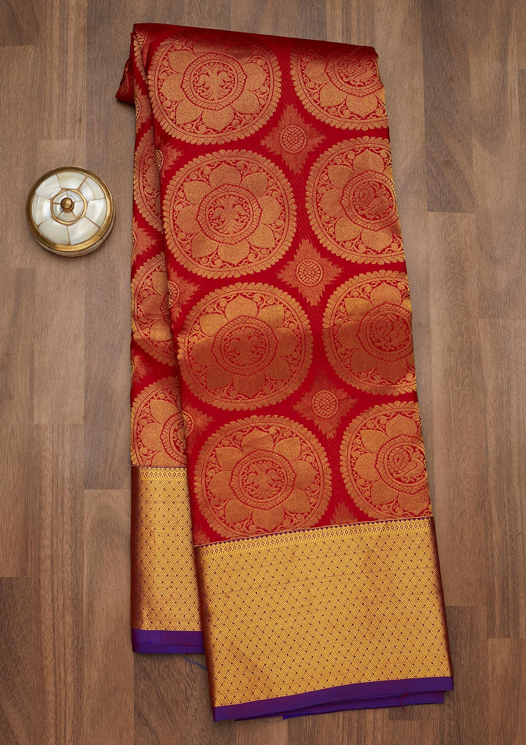 Red Zariwork Pure Silk Saree-Koskii