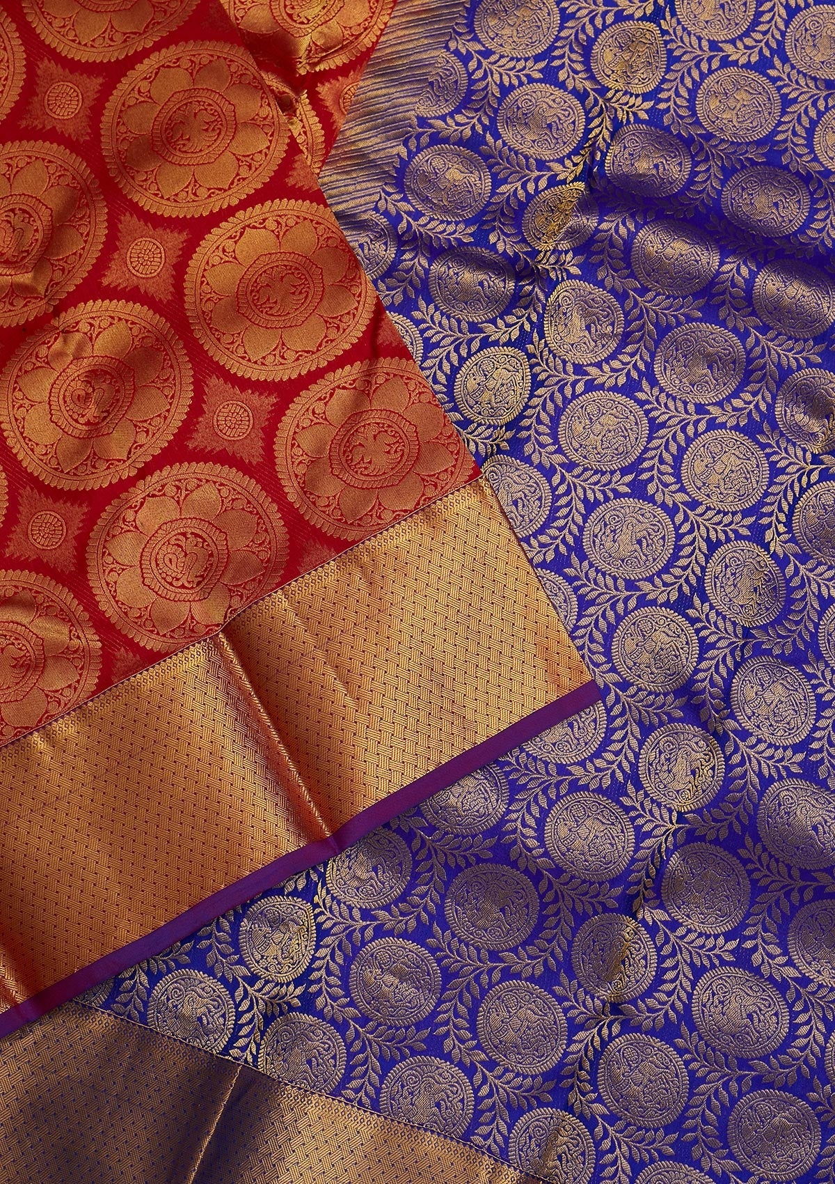 Red Zariwork Pure Silk Saree-Koskii