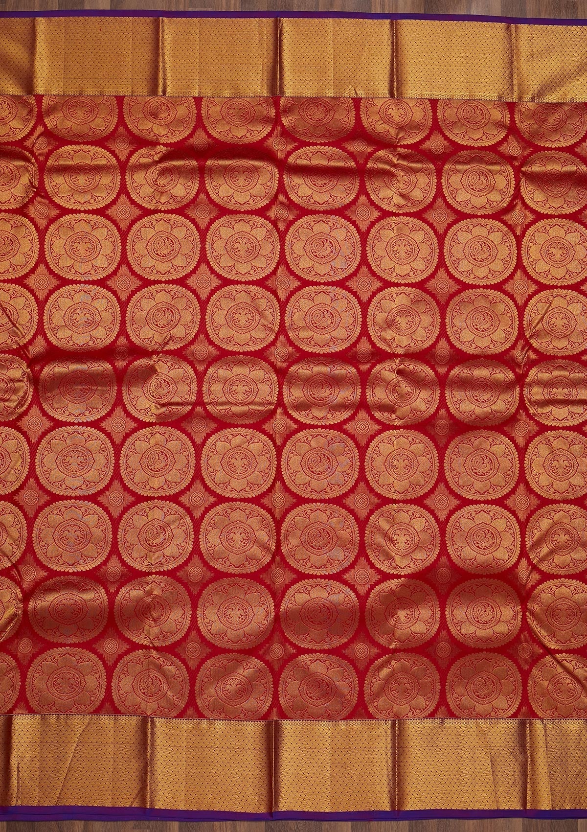 Red Zariwork Pure Silk Saree-Koskii