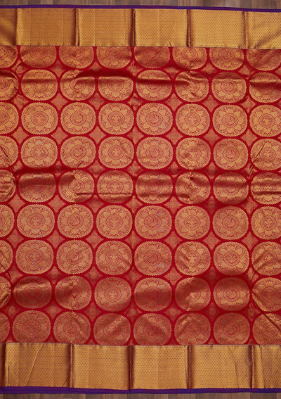 Red Zariwork Pure Silk Saree-Koskii