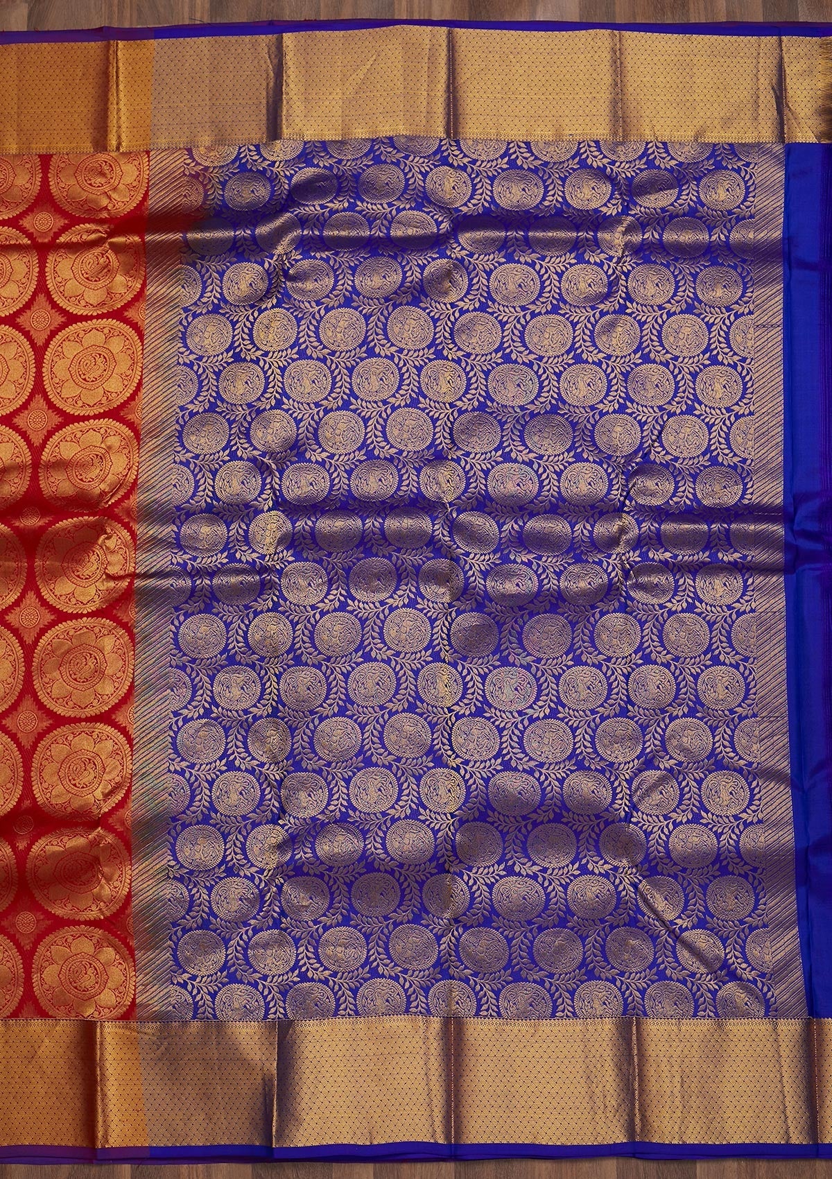 Red Zariwork Pure Silk Saree-Koskii