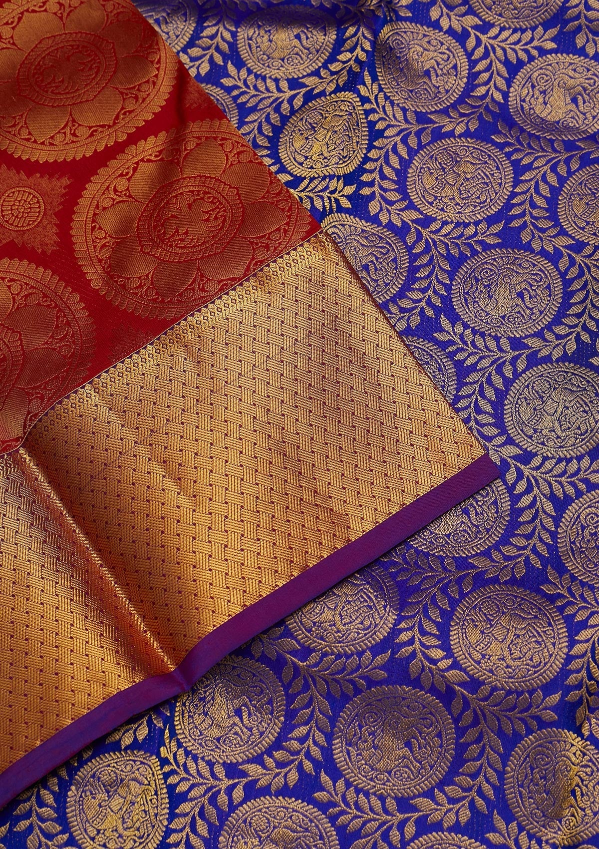 Red Zariwork Pure Silk Saree-Koskii