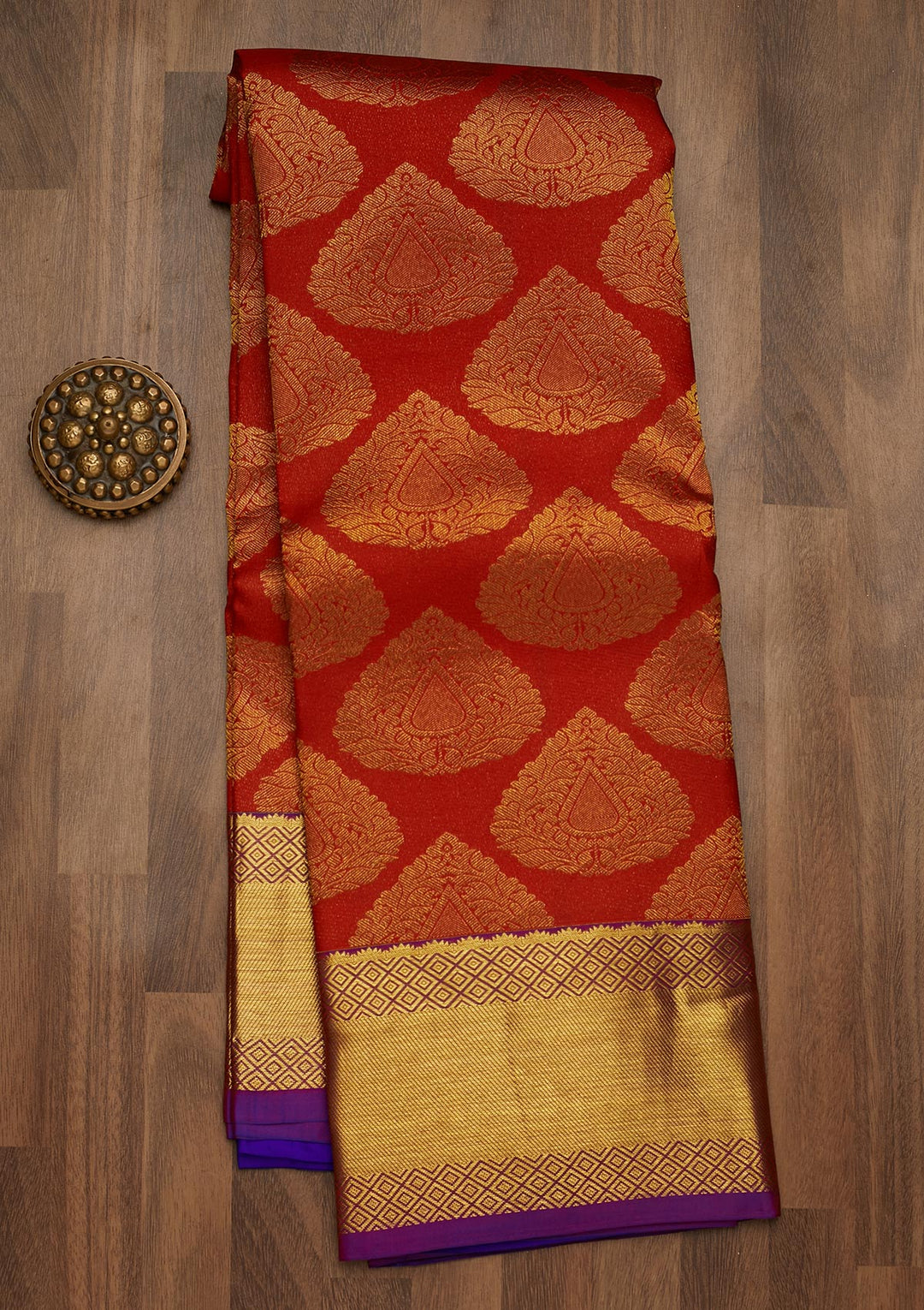 Red Zariwork Pure Silk Saree-Koskii