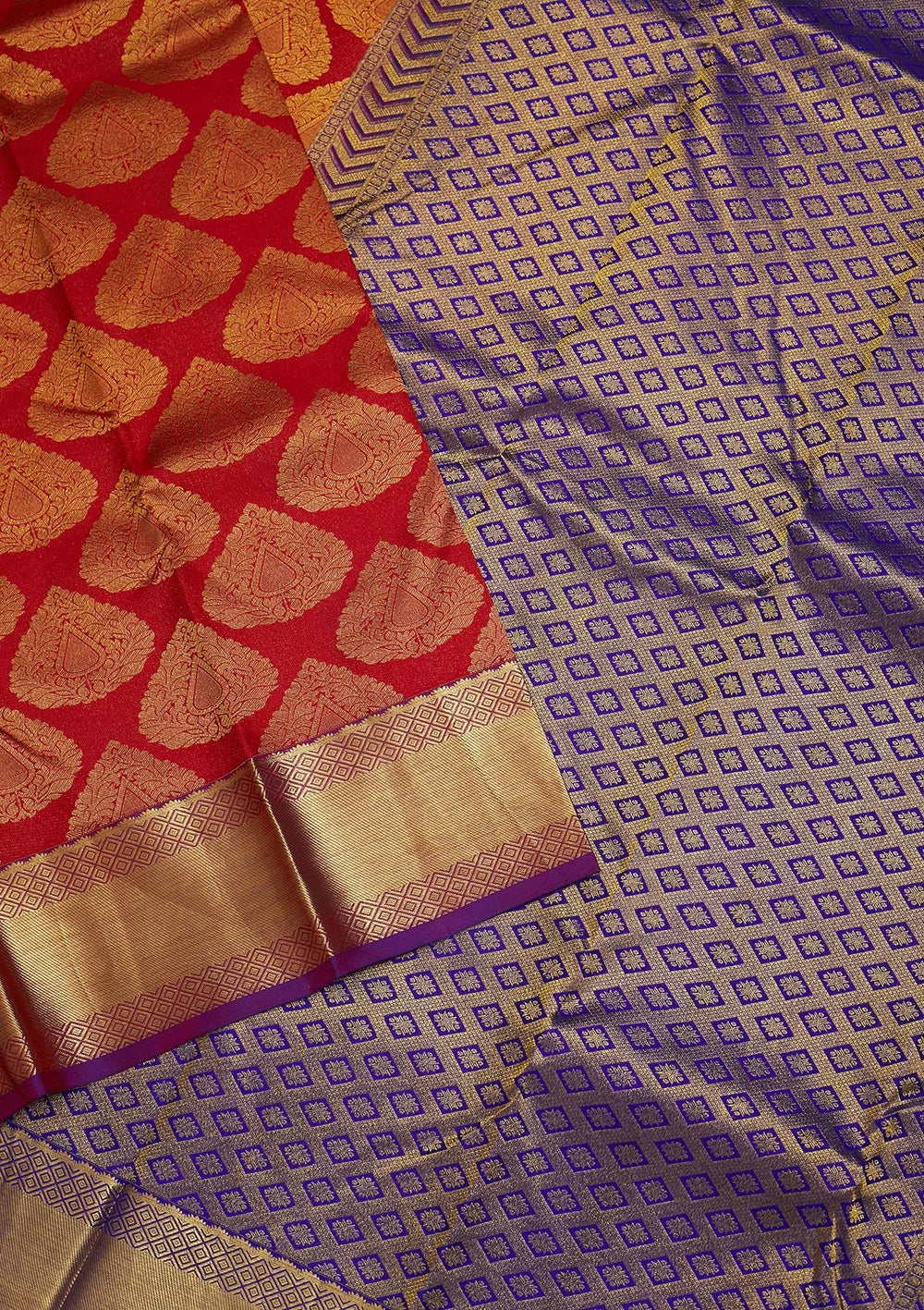 Red Zariwork Pure Silk Saree-Koskii